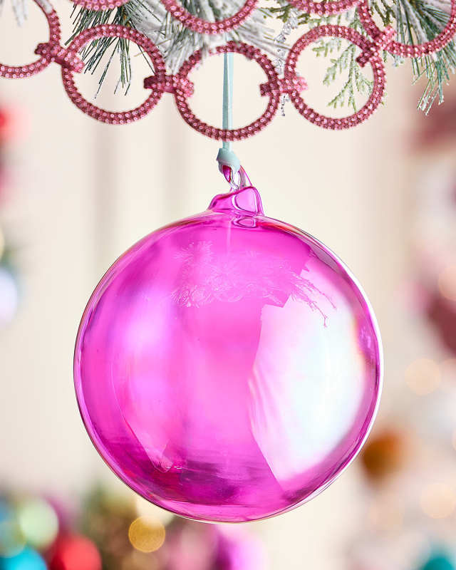Fuchsia Bottle Glass Christmas Ornament